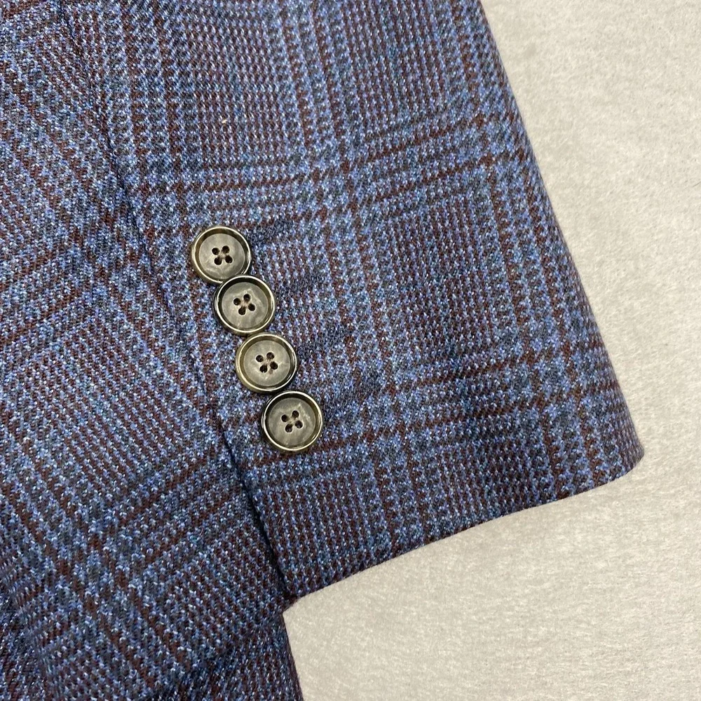 Stafford Jacket Mens 54R Blue 2 Blazer Glen Plaid Wool Blend Sport Coat